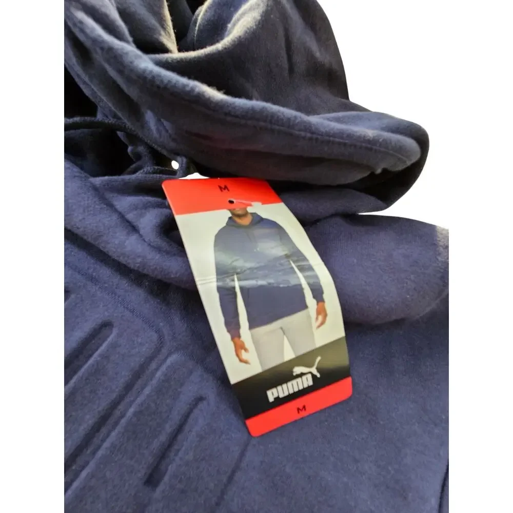 NWT PUMA Set Men's Modern V2 Embossed Blue Fleece Jogger Sweatpants/ Hoodie Sz M